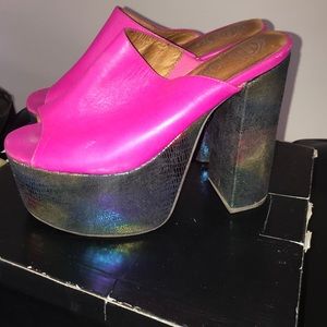 Jeffrey Campbell rainbow retro platform heels